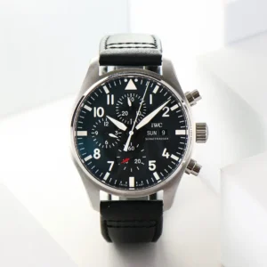 IWC Black Pilot Chronograph Black Dial Leather Strap Ultimate 43MM IW3780031