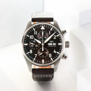 IWC Black Pilot Chronograph Black Dial Leather Strap Ultimate 43MM IW3780031