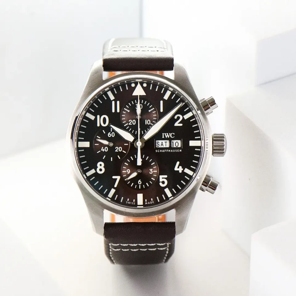 IWC Black Pilot Chronograph Black Dial Leather Strap Ultimate 43MM IW3780031