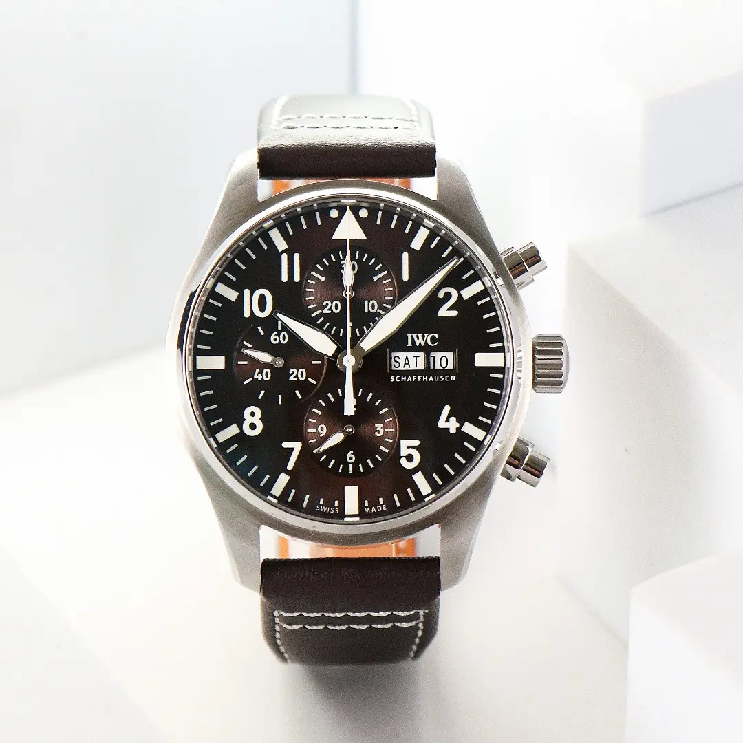 IWC Black Pilot Chronograph Black Dial Leather Strap Ultimate 43MM IW3780031