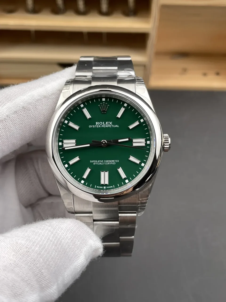 Rolex Oyster Perpetual 41 124300 Green Dial Watch  124300-0005