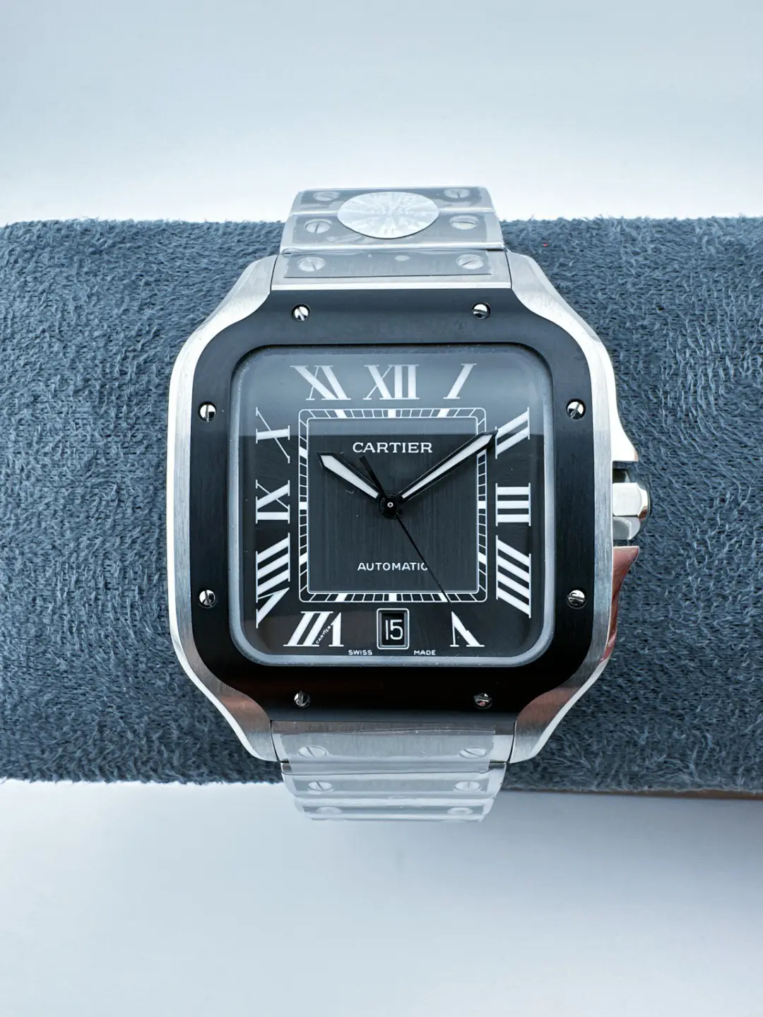 Elegant cartier santos green dial replica 39.8MM WSSA0061