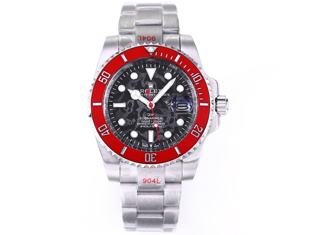 Rolex Submariner DIW Carbon Fiber Gradient Dial Red Bezel Custom Watch 40mm Ultimate Edition RG-ROLEX-SUB-DIW-CARBON-RED-40