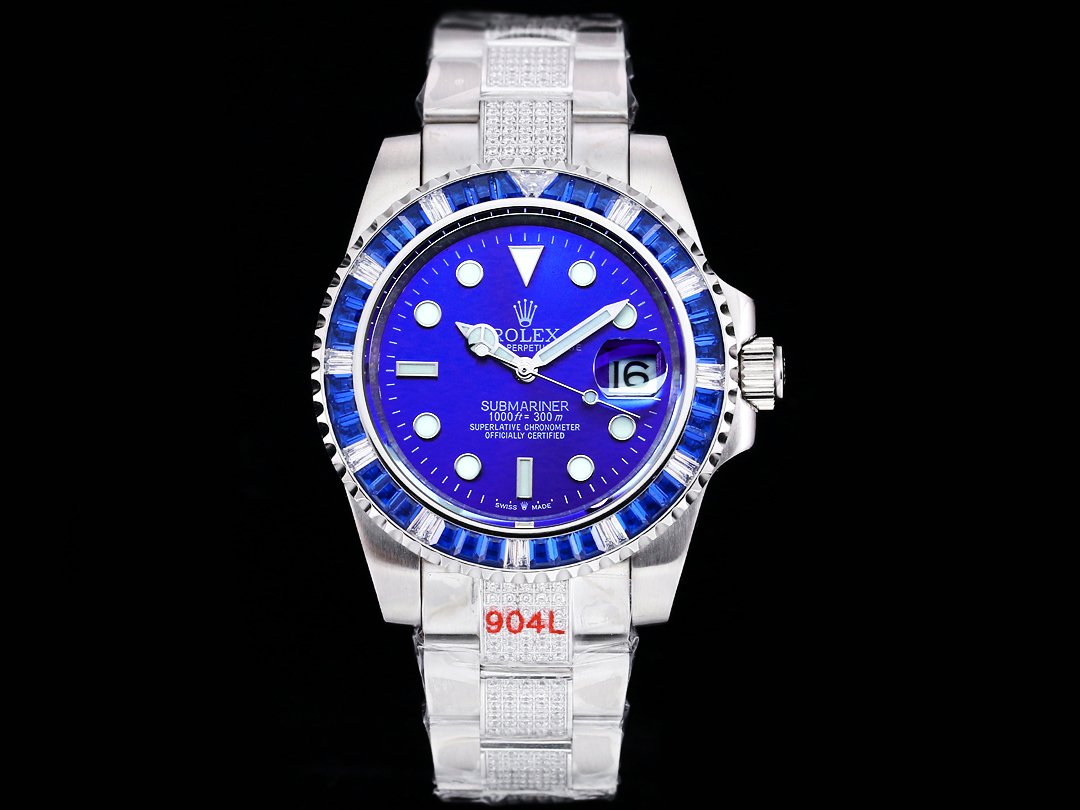 Rolex Full Iced Diamond Dial Three-Link Bracelet Gold Luxury Watch 42mm Ultimate Edition RG-ROLEX-FULL-ICED-GOLD-DIA-42