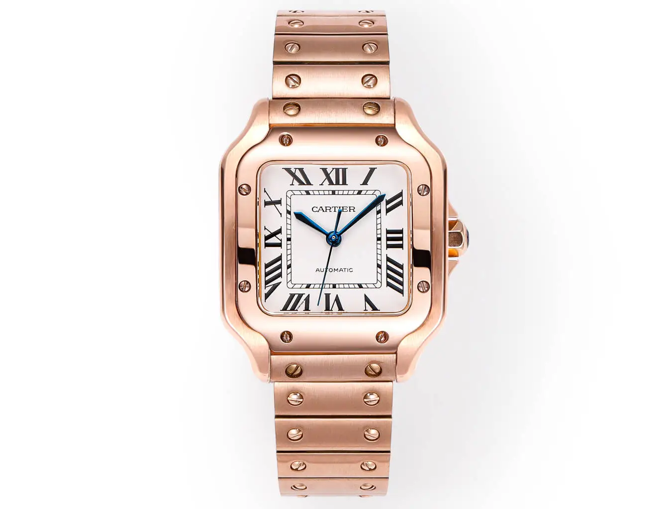 Cartier super clone Santos White Dial Diamond Rose Gold Bracelet Premium 35MM