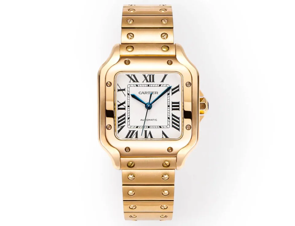 Cartier super clone Santos White Dial Gold Bracelet 35MM Premium