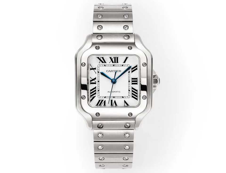 Cartier super clone Santos White Dial Diamond Steel Bracelet Premium 40MM