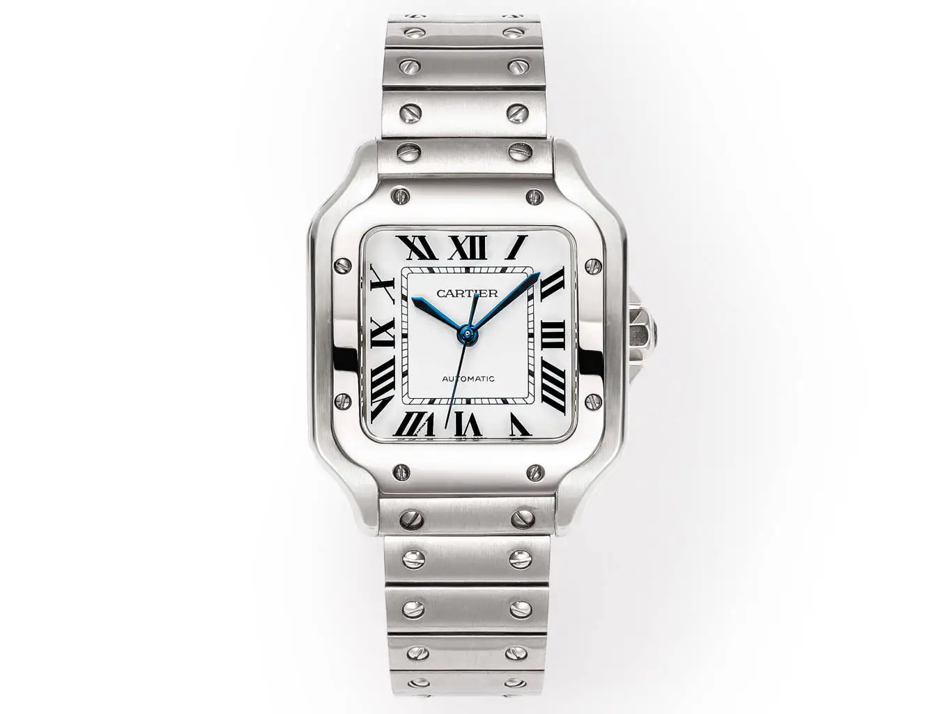 Cartier super clone Santos White Dial Diamond Steel Bracelet Premium 40MM