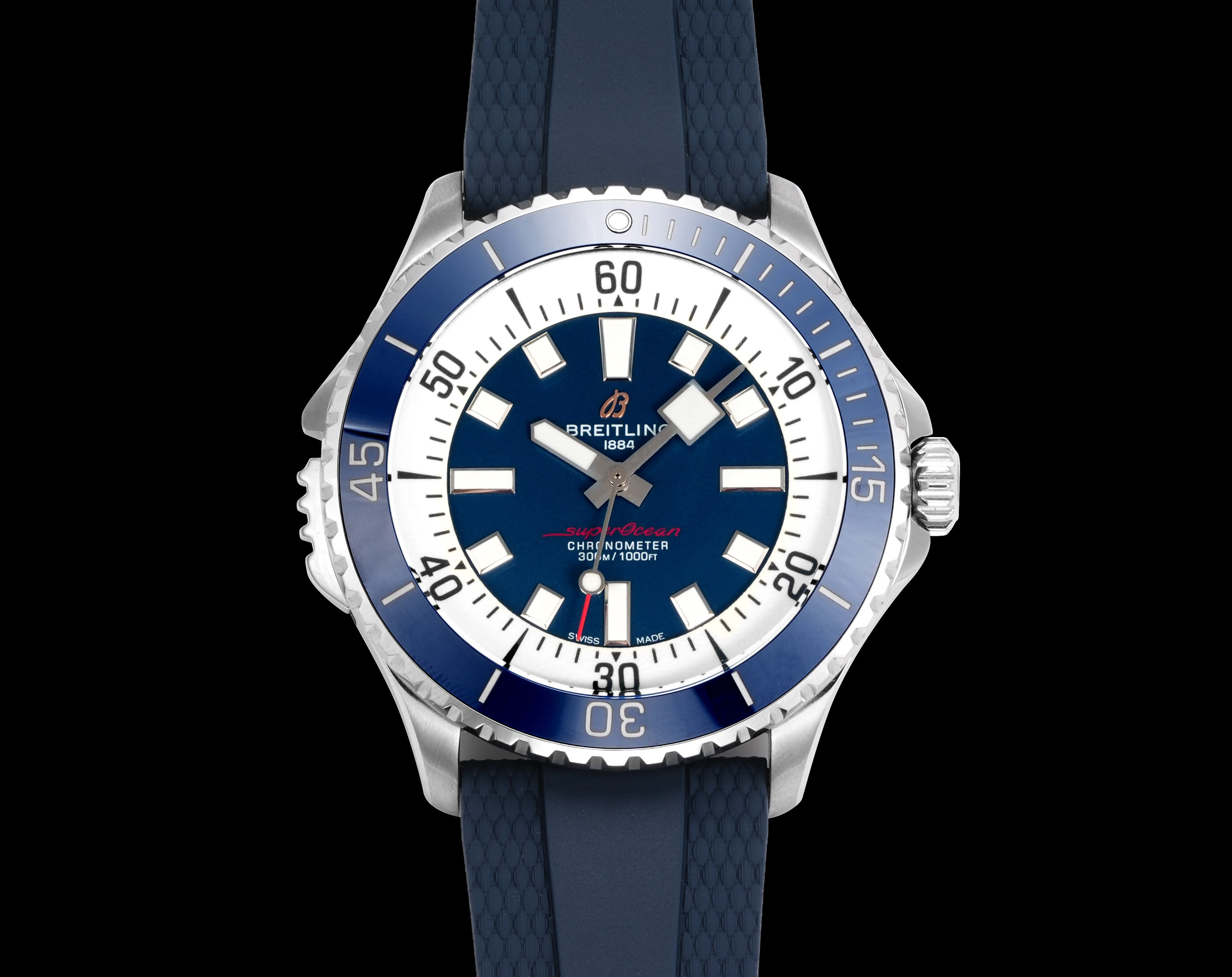Breitling Superocean Blue Replica 46MM Premium Blue Rubber Strap Diver Edition