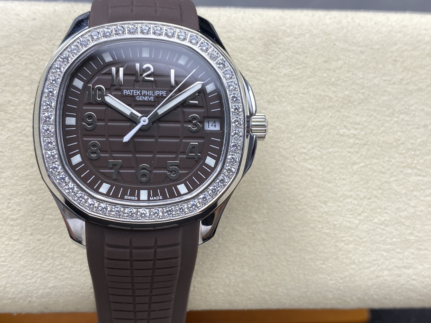 Patek Philippe Aquanaut Luce Brown Replica 38MM Premium Diamond Bezel Rubber Strap RG-PATEK-AQUANAUT-LUCE-BROWN-38