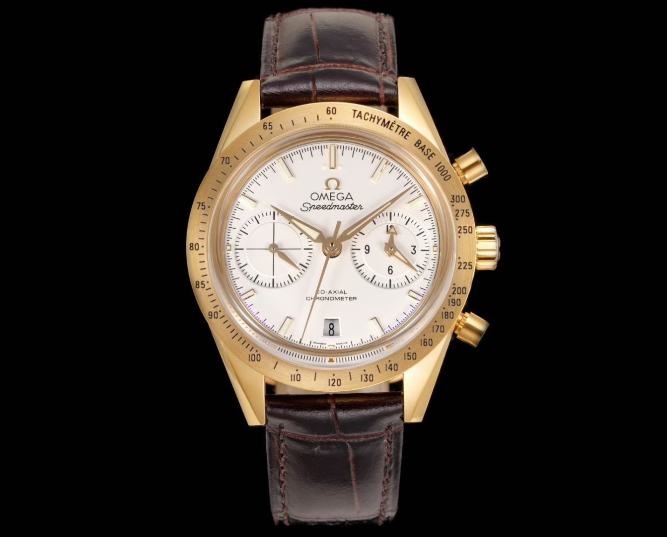 出品 皮带 白 1750 金 1800
钢带 白 1850 金钢带 1900
TVS 欧米茄 OMEGA 超霸系列OB2 超霸57系列 331.10.42.51.01.002 自动机械计时表
TVS Factory1-1独家自主研发9300机芯功能与原装一致，双T黑摆轮机芯。3点位表盘为12小时计时盘与60分钟计时盘，9位为小秒盘
表径41.5mm，精钢材质打造的表壳表带，黑色表盘搭配涂覆莹光物料的时分指针。锅盖玻璃镜面竟现高清透明度
「TVS出品，必属精品」S1精致推荐男士多功能机械腕表
立即抢购
立即抢购