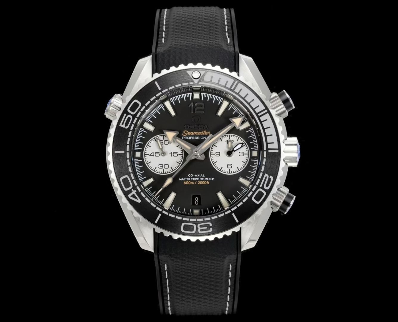 Omega Seamaster Planet Ocean 600M Chronograph 45.5mm Beige Dial Burgundy Ceramic Bezel Rubber Strap Automatic OMG-PO600-CHRONO-21532465109001-RUBBER