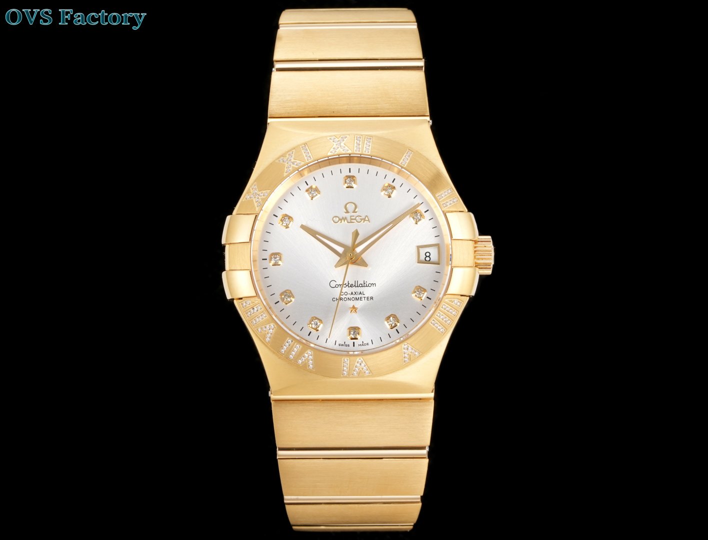 Omega Constellation Co-Axial 38mm Diamond Roman Numeral Bezel Automatic Luxury Watch OMG-CONSTELLATION-N9-12325382158002