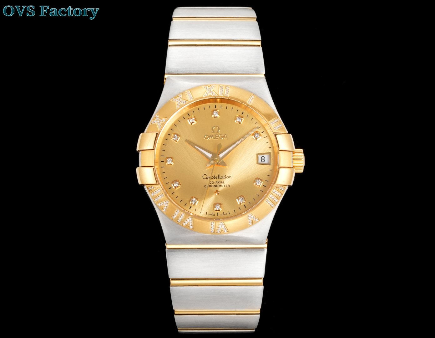 Omega Constellation Co-Axial 38mm Diamond Roman Numeral Bezel Silver Dial Automatic Watch OMG-CONSTELLATION-N9-12325382158002
