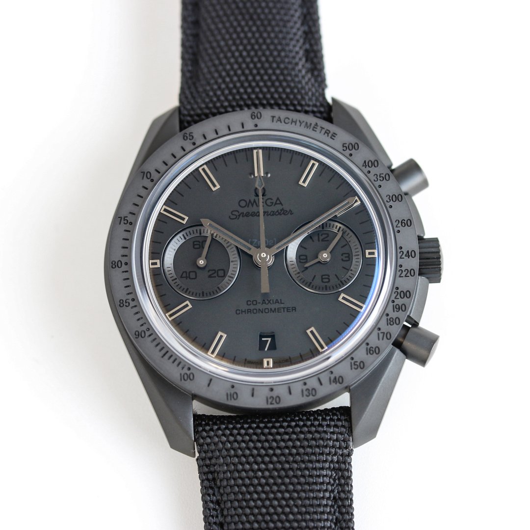 Omega Speedmaster Dark Side of the Moon Chronograph 44mm Black Ceramic Black Dial Nylon Strap Automatic Watch OMG-SPD-DARKSIDE-31192445101007-NYLON