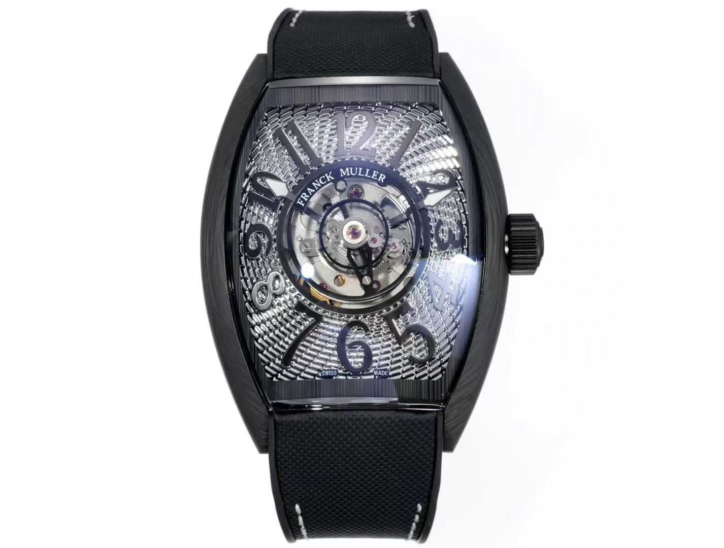 Franck Muller Carbon Tourbillon Replica 46MM Premium Black Skeleton Rubber Strap Edition