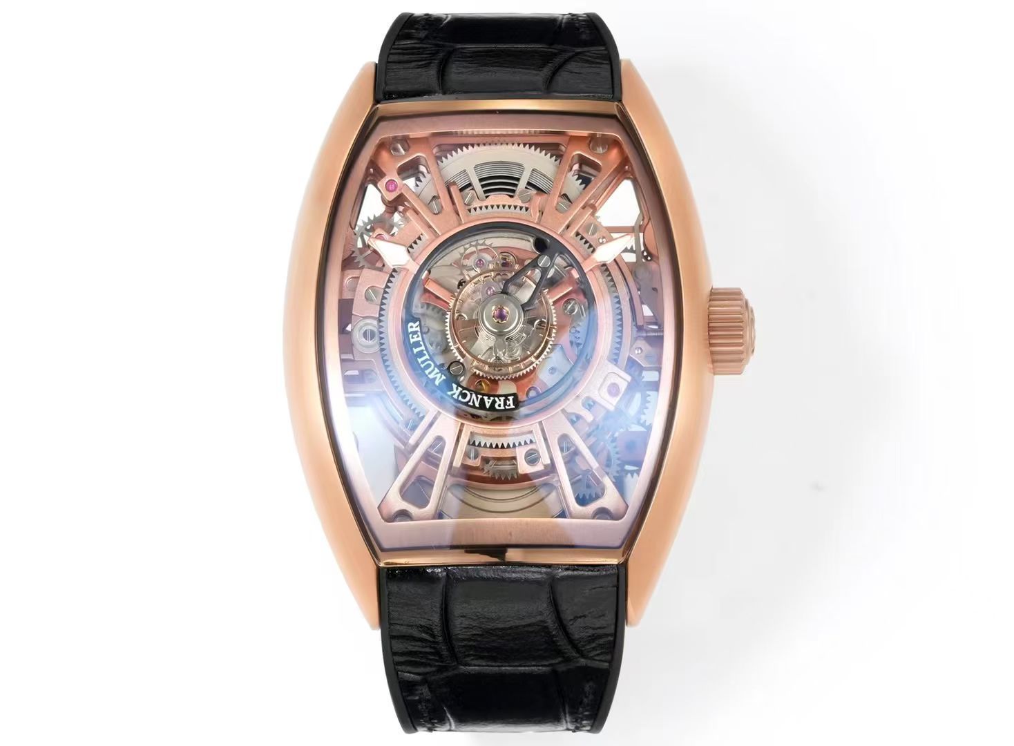 Franck Muller Grand Central Tourbillon Replica 42MM Premium Rose Gold Skeleton Leather Strap Edition