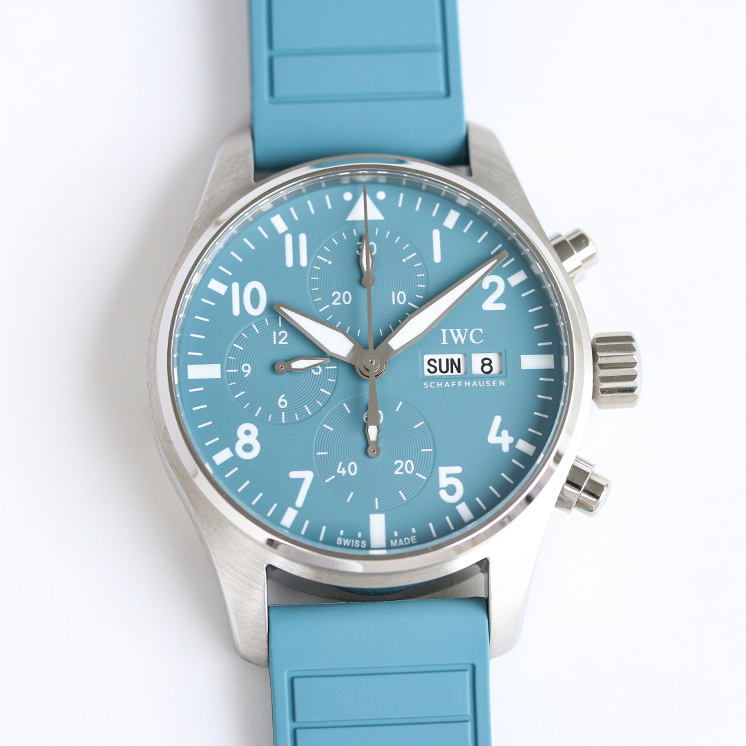 IWC Pilot Chronograph Blue Replica 41MM Premium Blue Dial Rubber Strap Edition IW388117