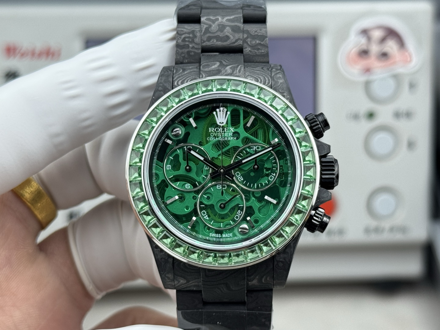 Rolex Daytona Carbon Green Replica 40MM Exclusive Carbon Fiber Strap Skeleton Dial Edition