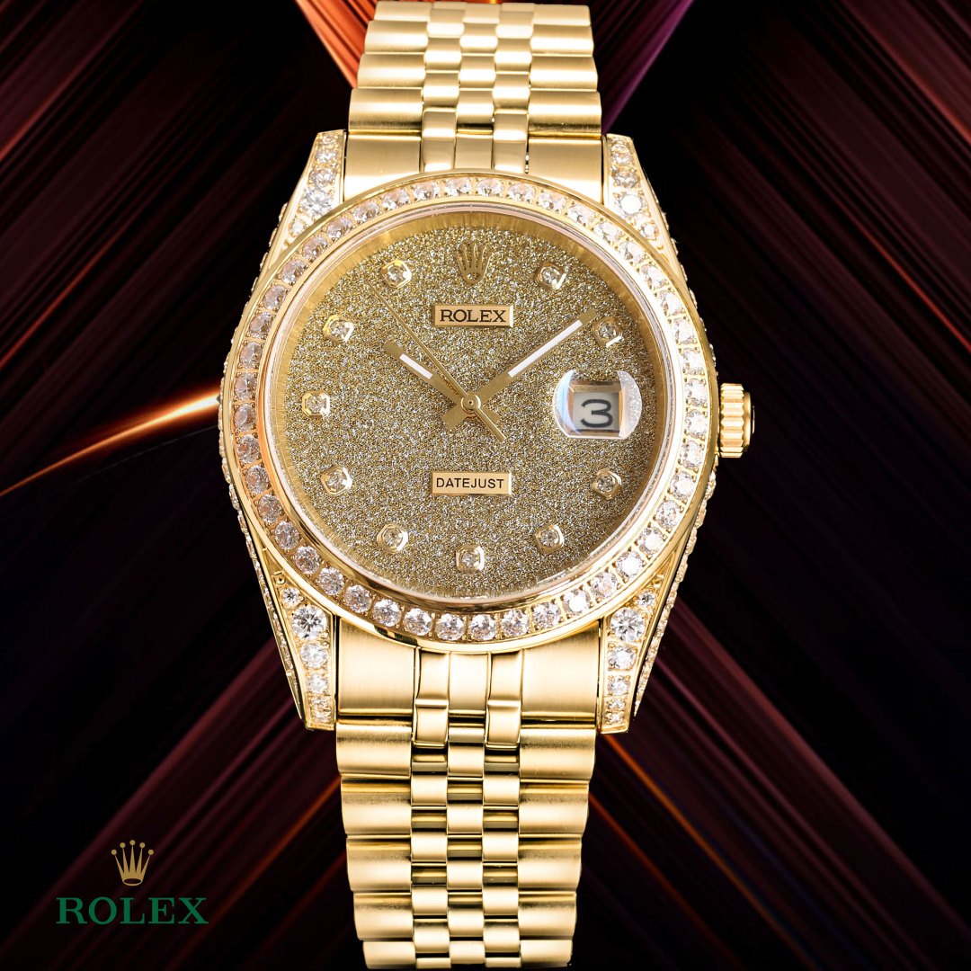 Rolex Datejust Gold Diamond Replica 41MM Premium Full Pavé Bracelet RG-ROLEX-DATEJUST-GOLD-DIAMOND-41