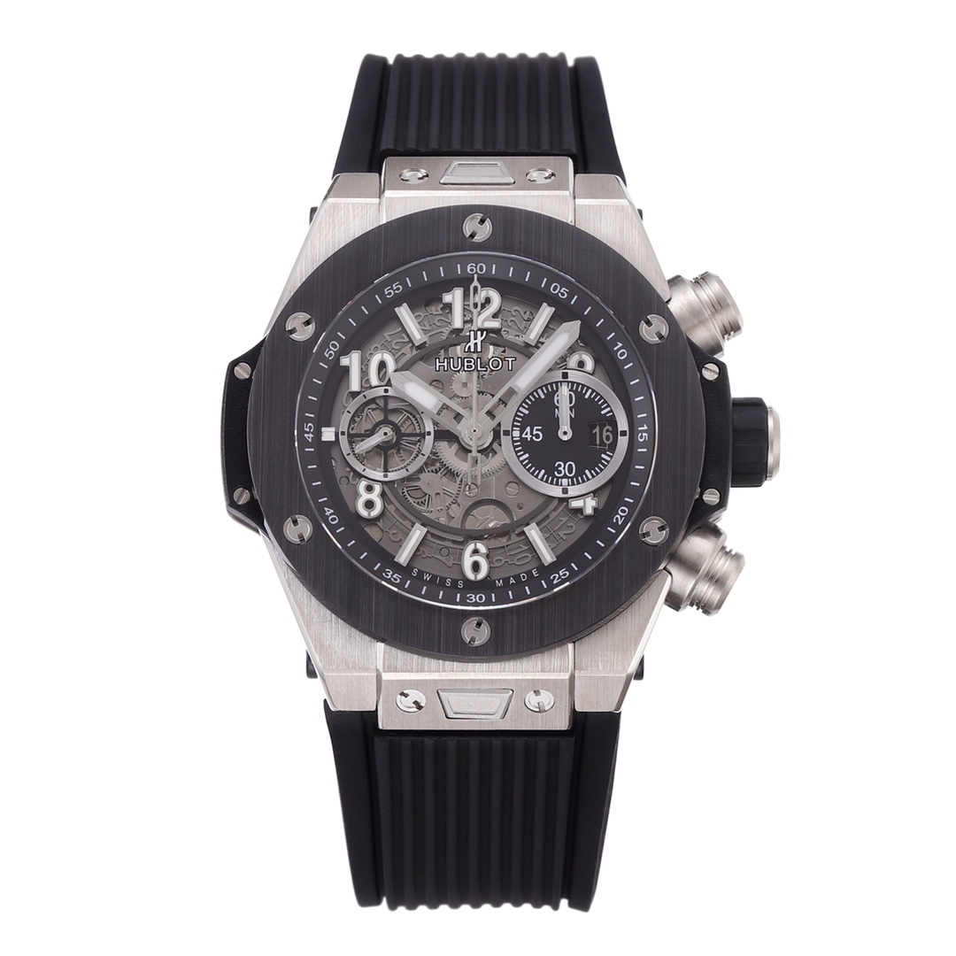Hublot Big Bang Titanium Replica 44MM Premium Black Bezel Black Rubber Strap Edition RG-HUBLOT-BIGBANG-TITANIUM-44