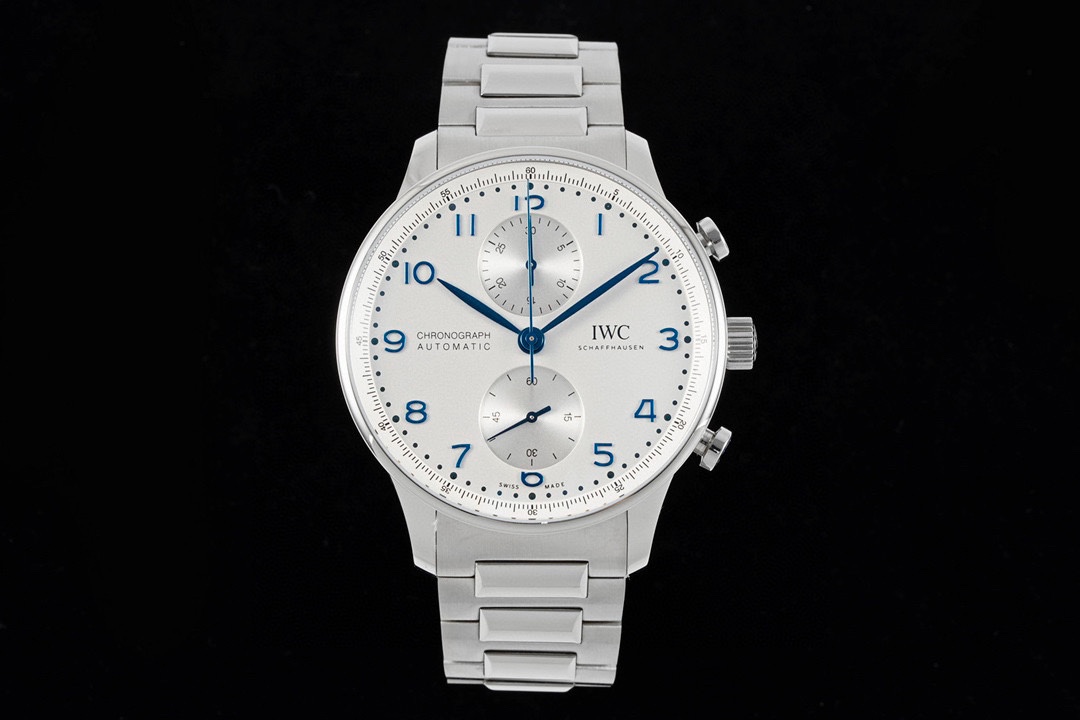 IWC Portugieser Chronograph Replica 41MM Premium White Dial Steel Bracelet Edition IW371617