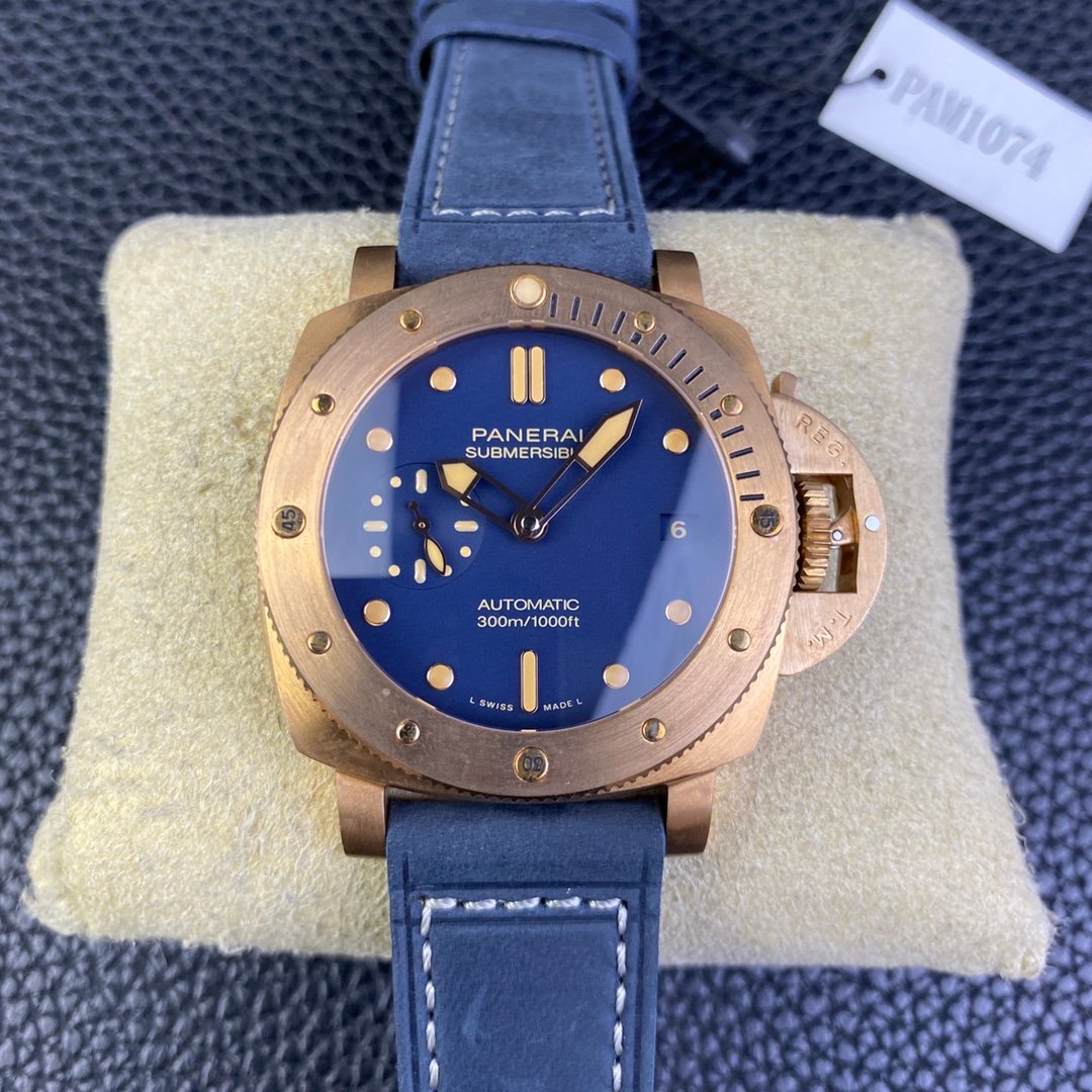 Panerai PAM1074 Bronze 42mm Navy SEAL Bronze Replica Watch Blue Dial Luxury Diver Style PAM1074-BRONZE-42