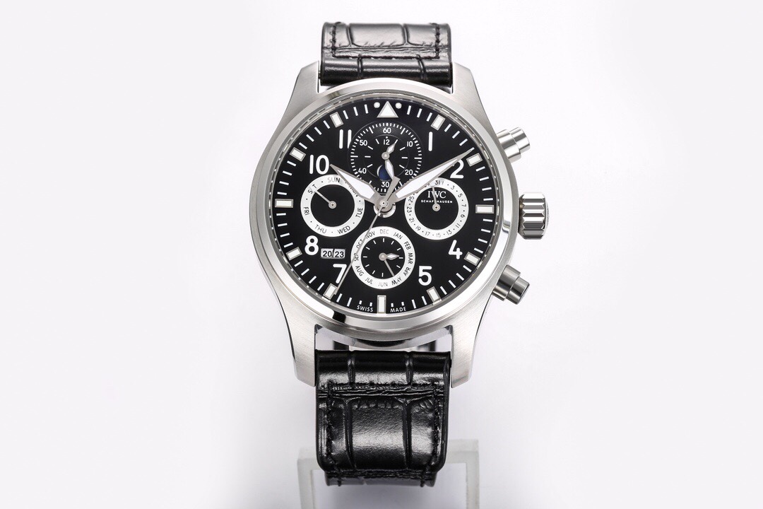 IWC Pilot Perpetual Calendar Replica 42MM Premium Black Dial Leather Strap Edition IW392202