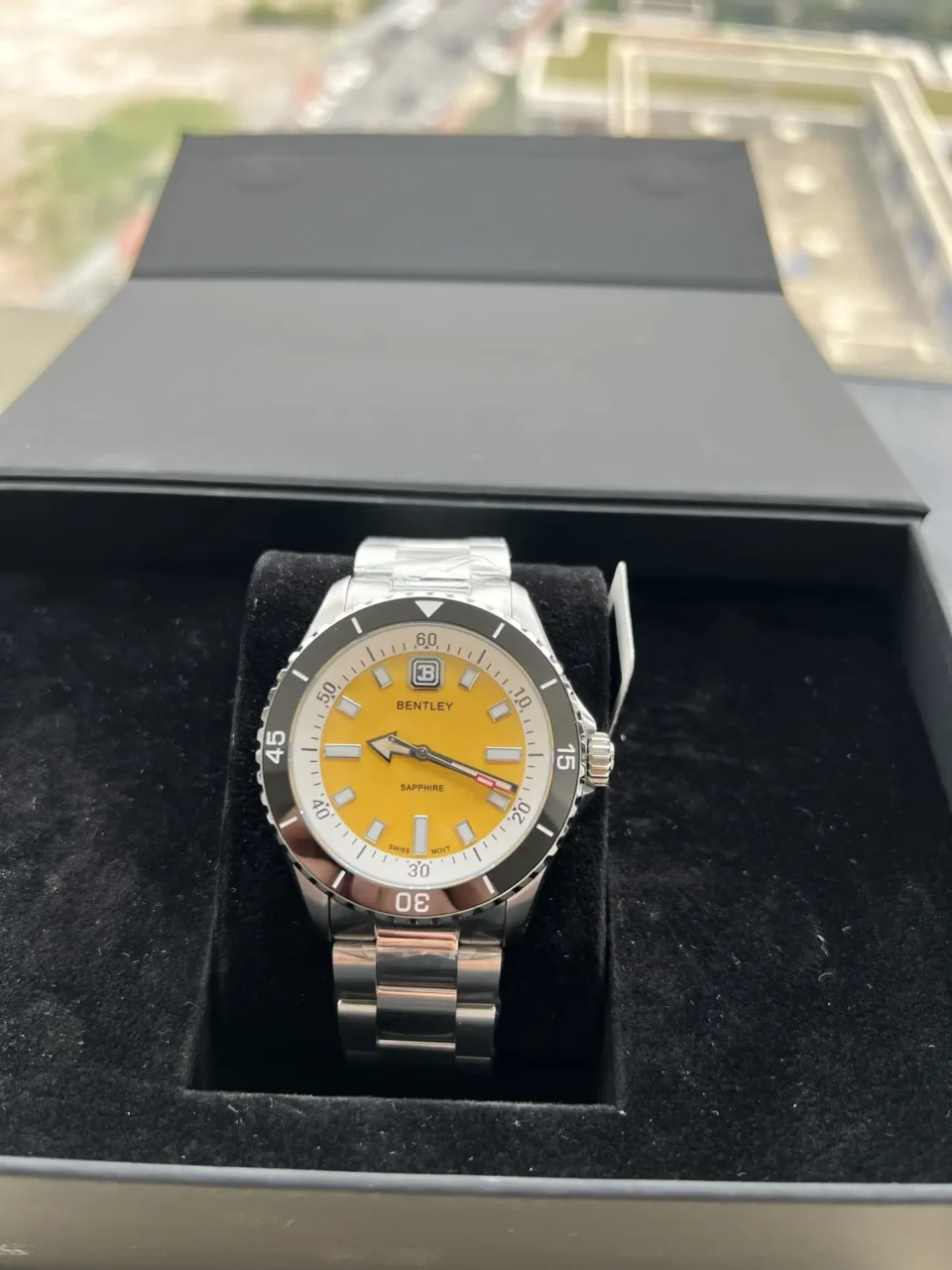 Super Clone Bentley Watch BL-20 Yellow Dial Steel Bracelet Premium 42MM
