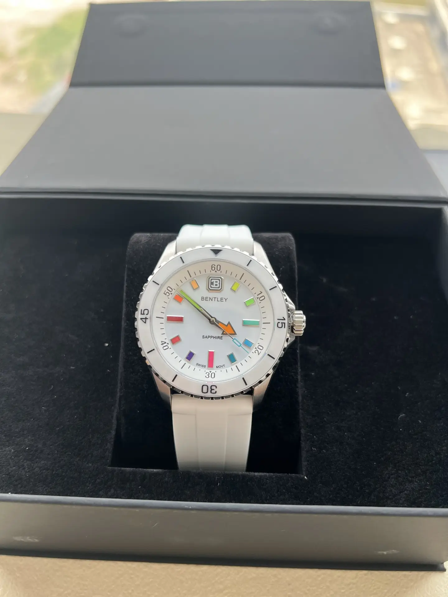 Super Clone Bentley Watch BL-20 White Dial Rubber Strap Premium 42MM
