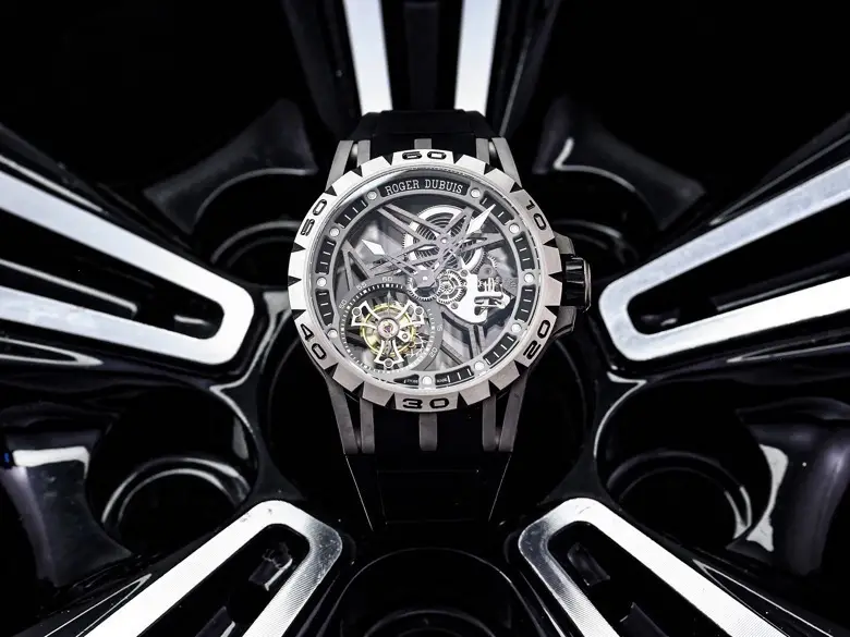 Super Clone Roger Dubuis Excalibur RDDBEX0479 Skeleton Dial Rubber Strap Premium 45MM