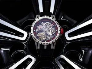 Super Clone Roger Dubuis Excalibur Red Skeleton Rubber Strap Premium 45MM