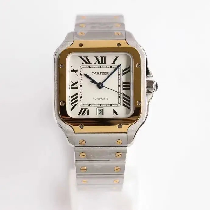 Cartier super clone Santos White Dial Two-Tone Bracelet Premium 40MM