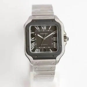 Cartier super clone Santos Brown Dial Steel Bracelet Premium 40MM