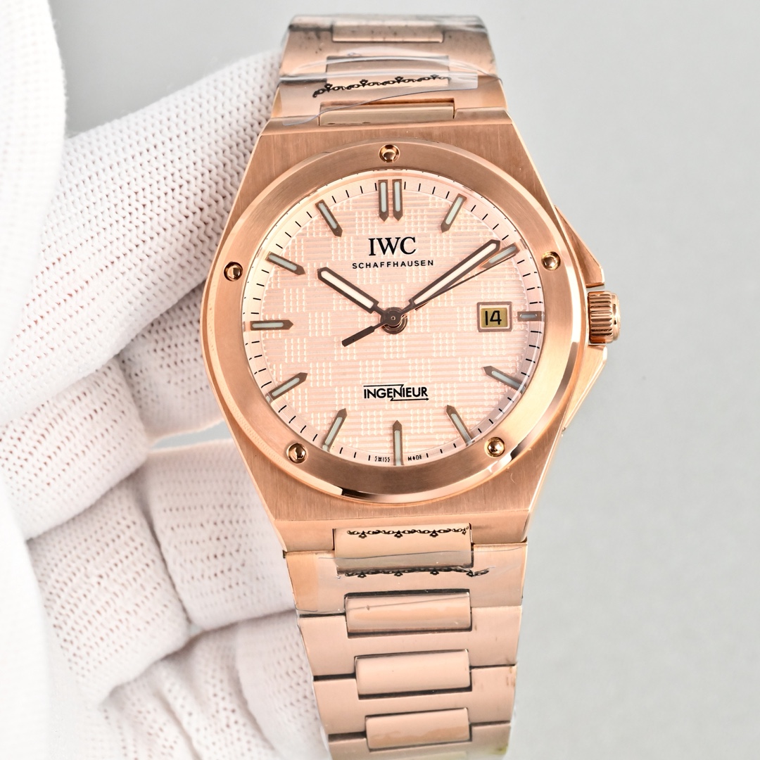 IWC Ingenieur Rose Gold Replica 40MM Premium Pink Dial Steel Bracelet Edition RG-IWC-INGENIEUR-ROSEGOLD-40