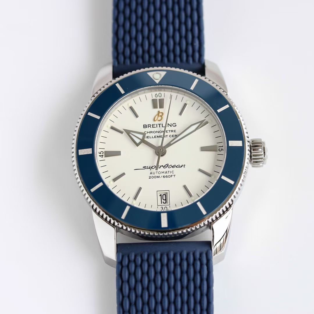 Breitling Superocean Heritage White Blue Replica 42MM Premium Rubber Strap Diver Edition
