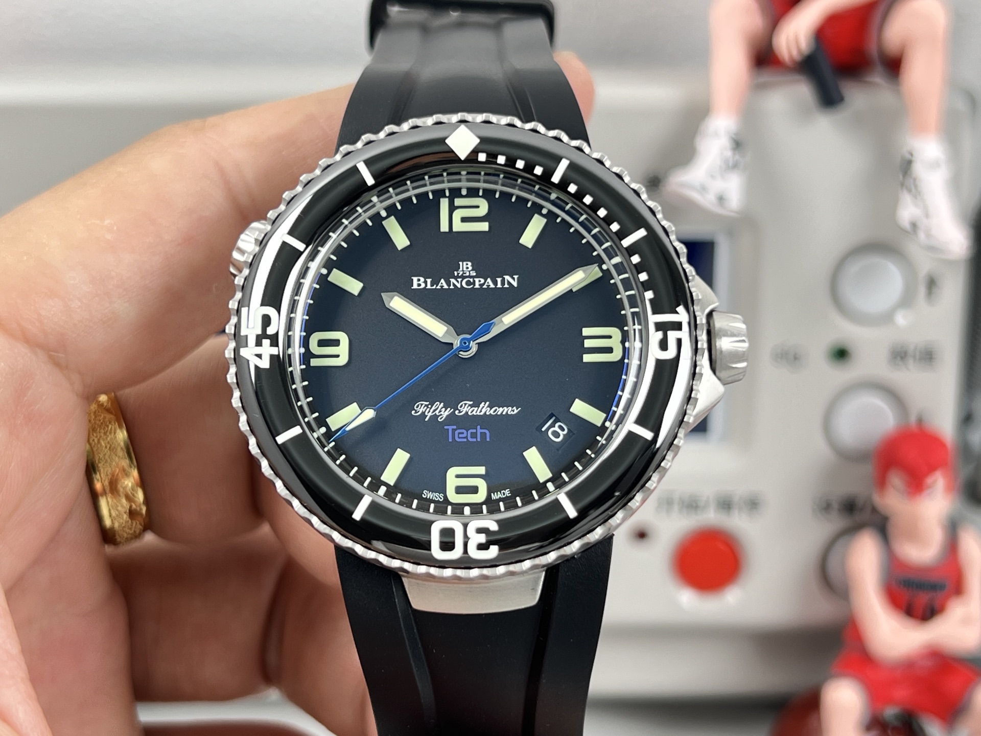 Blancpain Fifty Fathoms Tech Replica 45MM Premium Black Rubber Strap 5029-12B30-94A