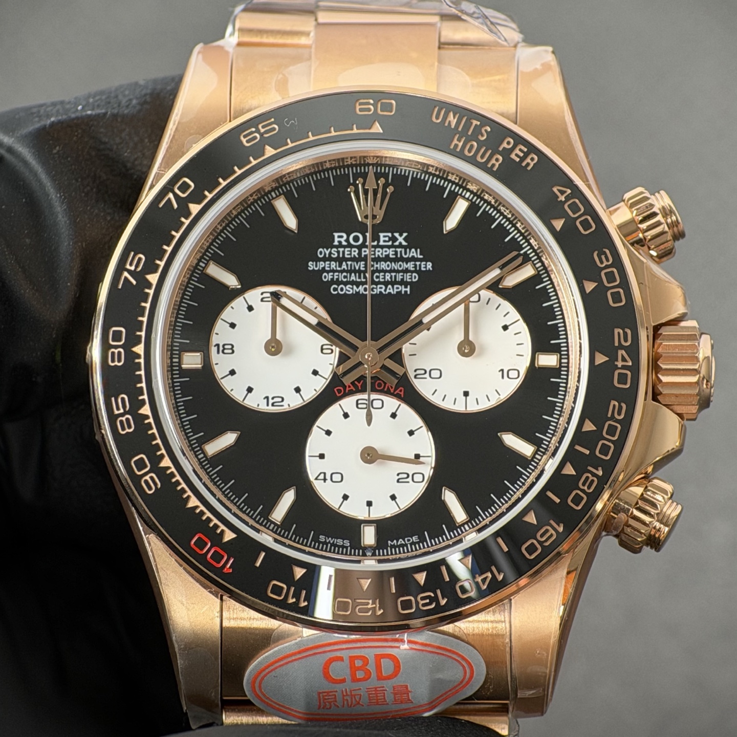 Rolex Daytona Oysterflex Replica 40MM Premium Rose Gold Black Dial Chronograph Edition
