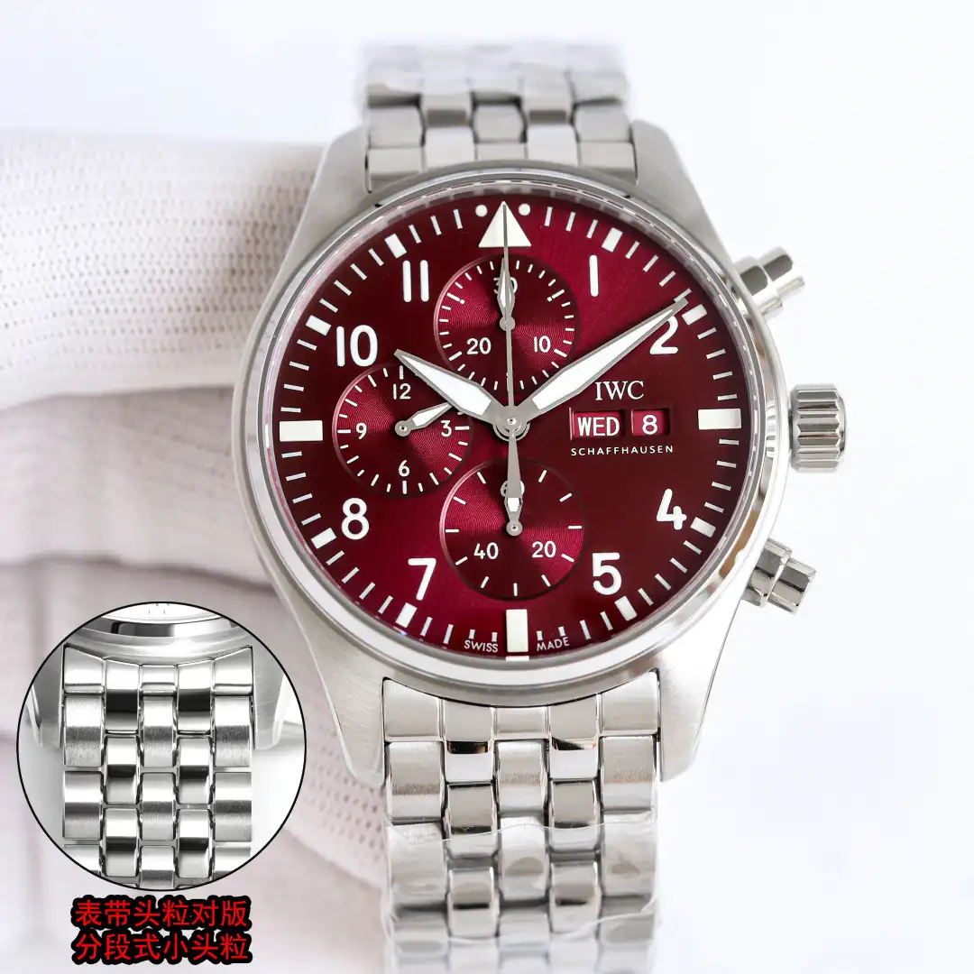 IWC Pilot Chronograph Green Dial Rose Gold Steel Bracelet 43mm IW377701