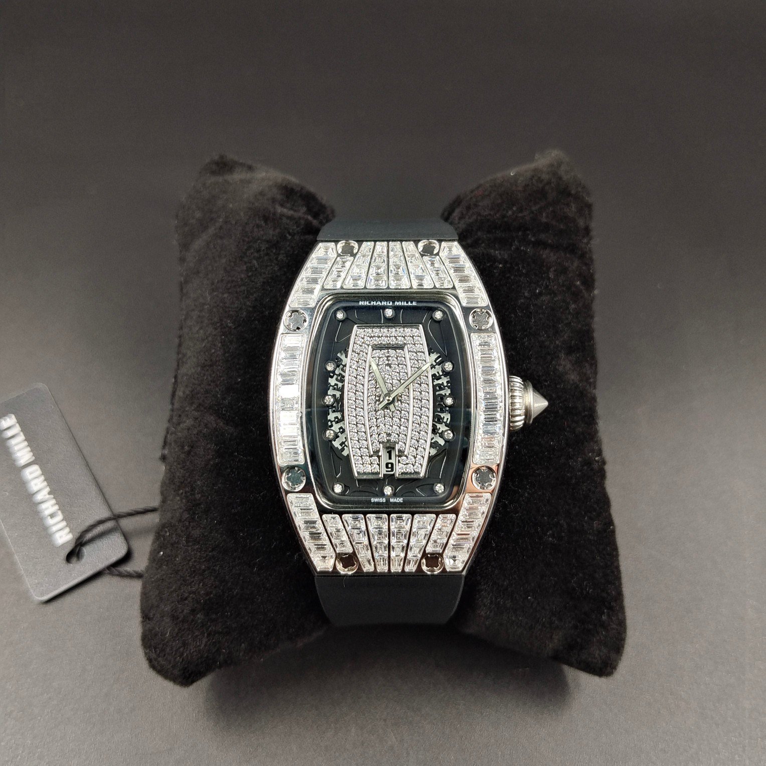 Richard Mille RM007 Diamond Crown Ladies Watch Automatic Skeleton Diamond Dial Curved Bezel Premium Edition RM-RM007-DIA-LADY-AUTO