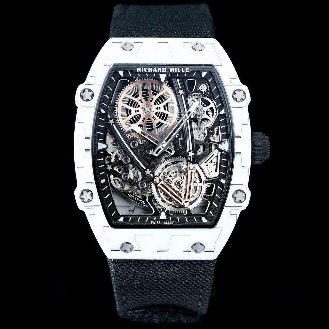 Richard Mille RM27-05 Rafael Nadal Flying Tourbillon Watch Black Strap Steel Bezel Ultra Light Carbon TPT Premium Edition RM-RM27-05-RN-BLK-ST-FLT