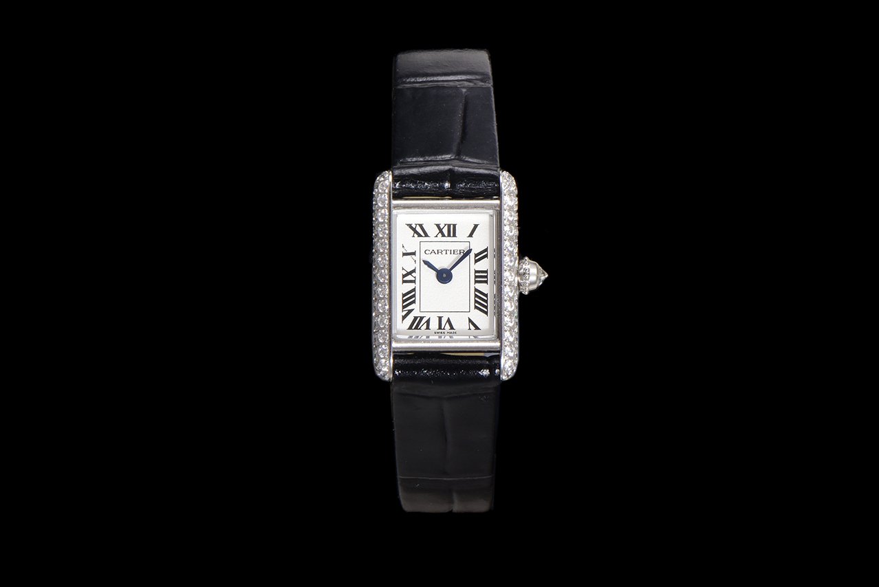 Cartier Tank Louis Mini Watch 24MM Gold Case Black Leather Strap Premium Edition CAR-TANK-LOUIS-MINI-GOLD-24