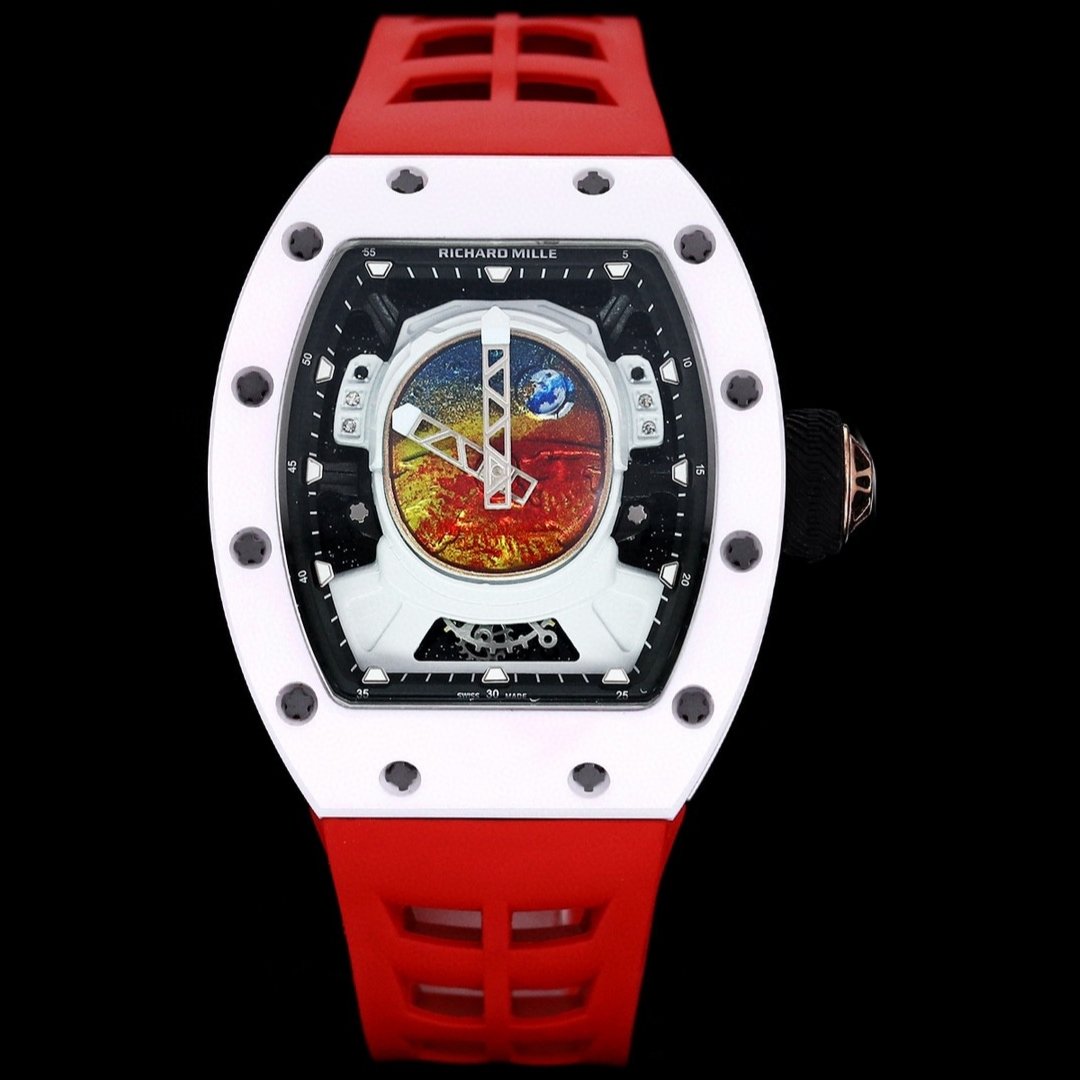Richard Mille RM52-05 Pharrell Williams Mars Mission Watch White Case Red Strap Premium Edition RM-RM52-05-PW-WHT-RED
