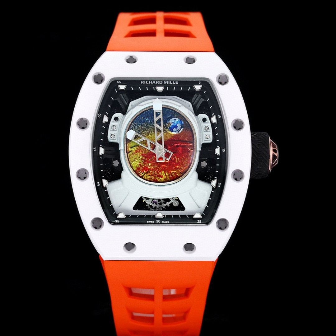 Richard Mille RM52-05 Pharrell Williams Mars Mission Watch White Case Orange Strap Premium Edition RM-RM52-05-PW-WHT-ORG