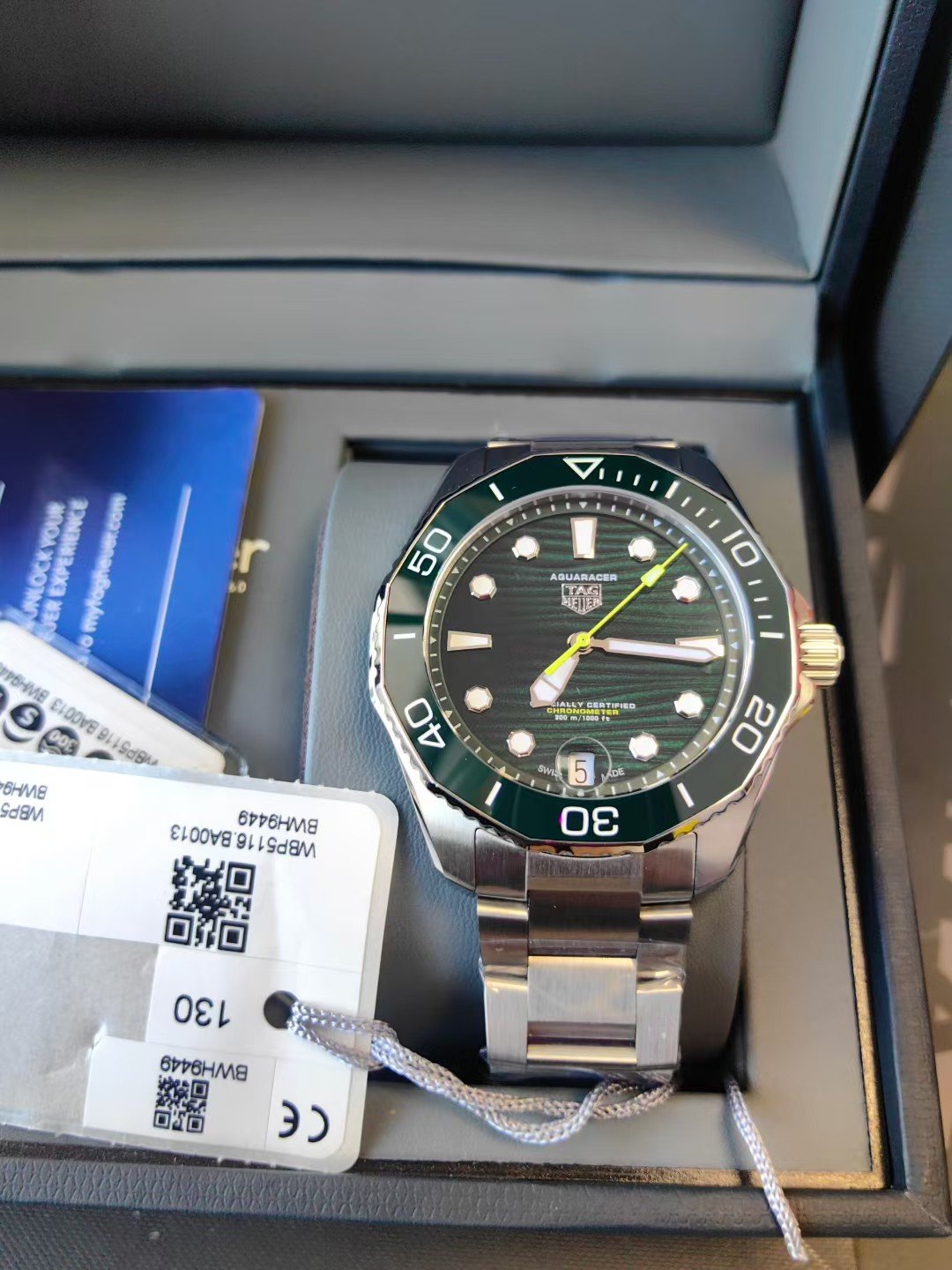 TAG Heuer Aquaracer Automatic Mechanical Watch 43MM Wave Pattern Dial Ceramic Bezel Stainless Steel Bracelet Premium Edition TAG-AQUA-WAVE-43