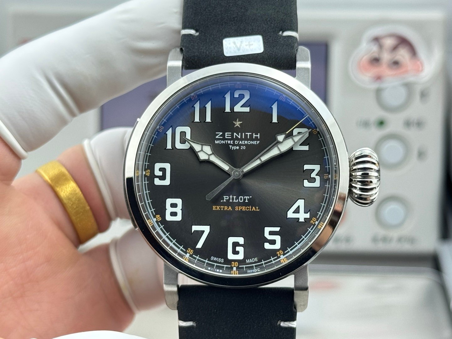 Zenith Pilot Automatic Watch 45MM Titanium Case White Dial Snake Hands Sapphire Crystal Elite679 Movement Premium Edition ZEN-PILOT-TI-WHT-SNAKE-45