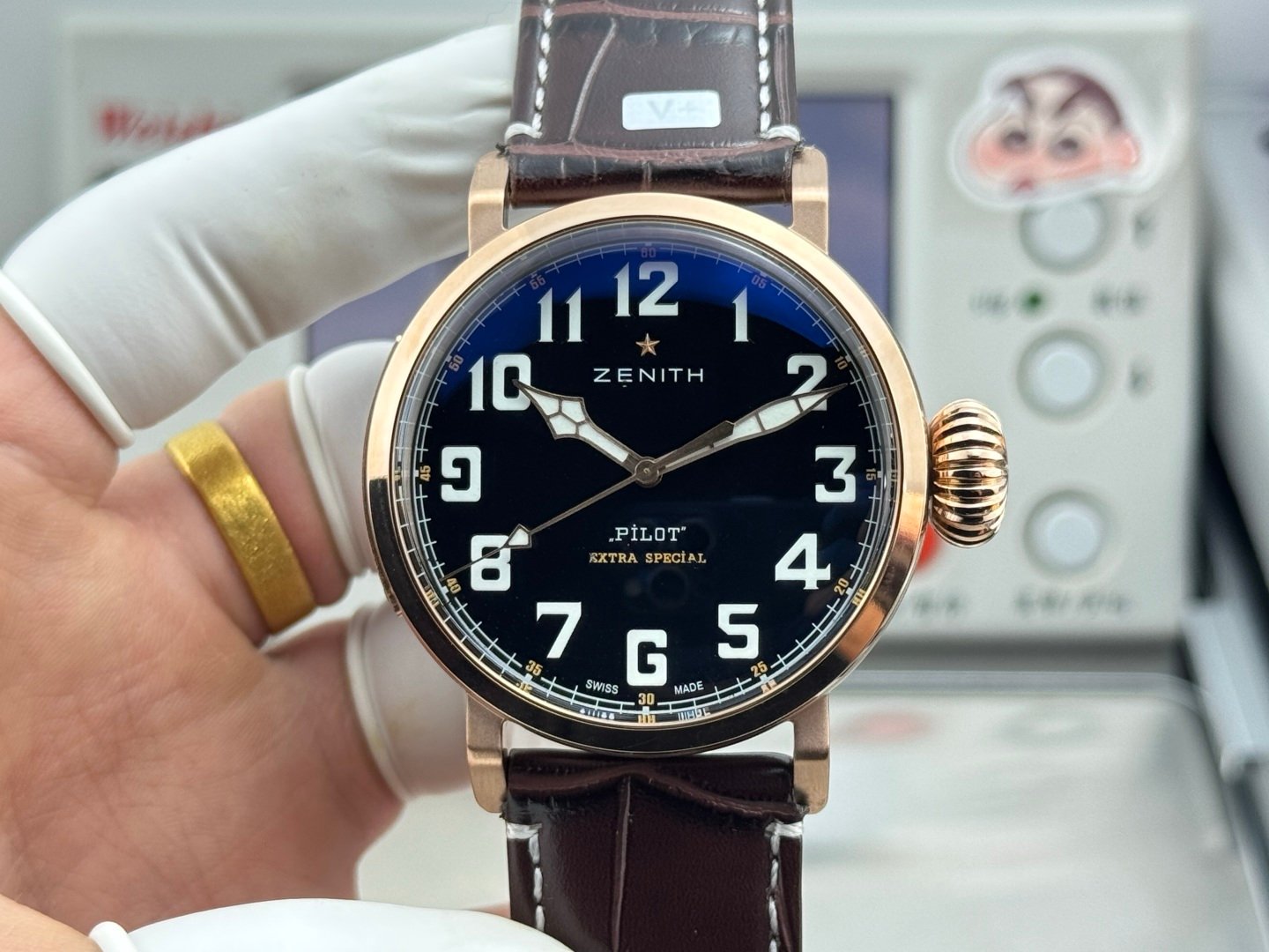 Zenith Pilot Automatic Watch 45MM Titanium Case Black Dial Snake Hands Sapphire Crystal Elite679 Movement Premium Edition ZEN-PILOT-TI-BLK-SNAKE-45