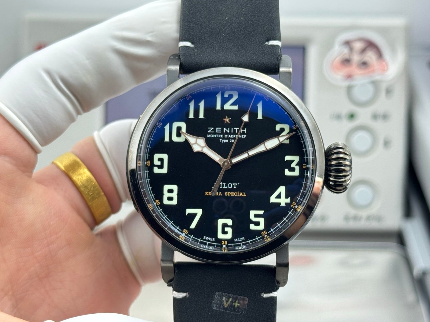Zenith Pilot Automatic Watch 45MM Titanium Case Black Dial Snake Hands Sapphire Crystal Elite679 Movement Premium Edition ZEN-PILOT-TI-BLK-SNAKE-4504