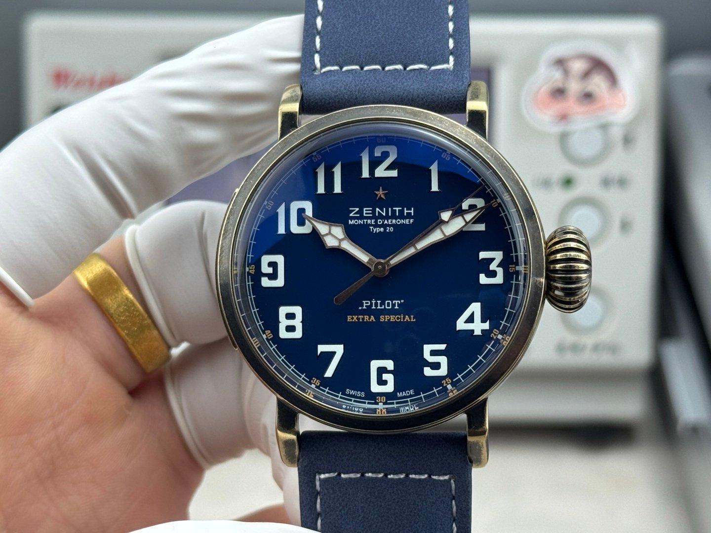 Zenith Pilot Series Automatic Watch 45MM Titanium Case Black Dial Leather Strap Premium Edition ZEN-PILOT-TI-BLK-45