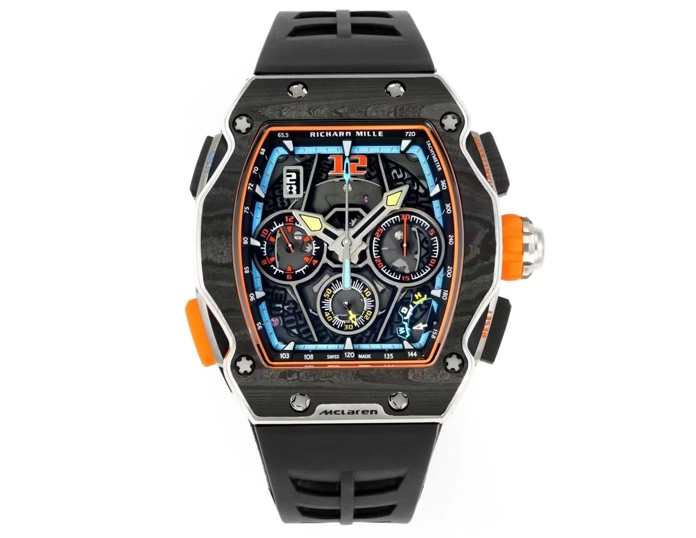 Richard Mille RM65-01 McLaren W1 Automatic Chronograph Watch Carbon TPT Titanium Skeleton Dial RMAC4 Movement Supercar Edition RM65-01-MCL-W1-CHR